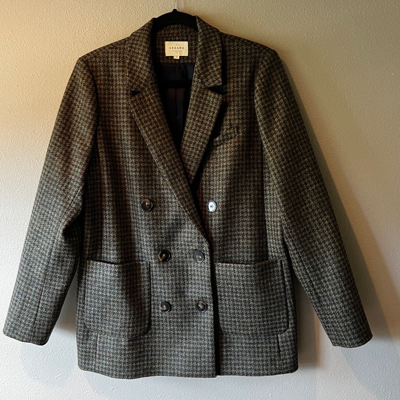 Sezane Michele Jacket Khaki Houndstooth Size US 8 NWOT - Picture 5 of 11